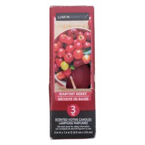 3/Three Red Harvest Berry Scented Votive Candles Fall/Autumn New with Tags NWT